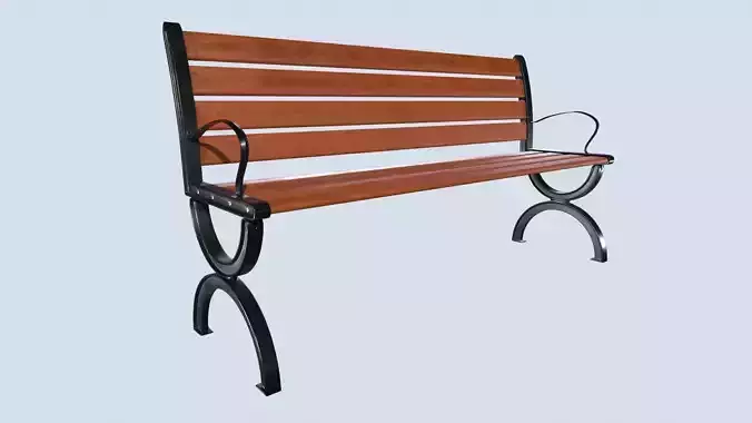 Street bench low poly pbr game ready