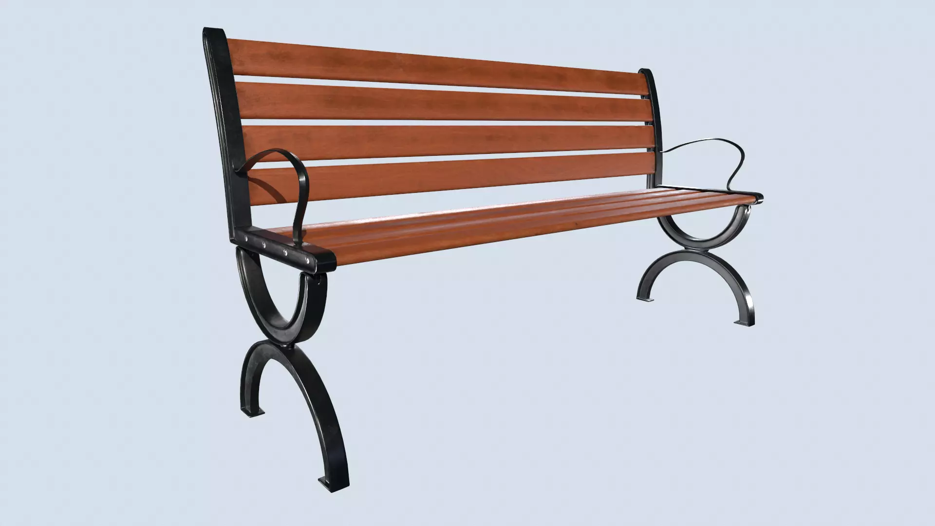 Street bench low poly pbr game ready Low-poly 3D model_0