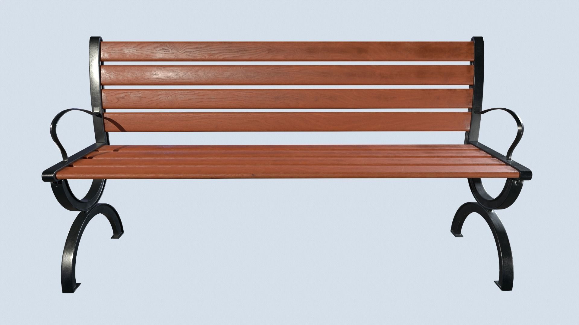 Street bench low poly pbr game ready Low-poly 3D model_2