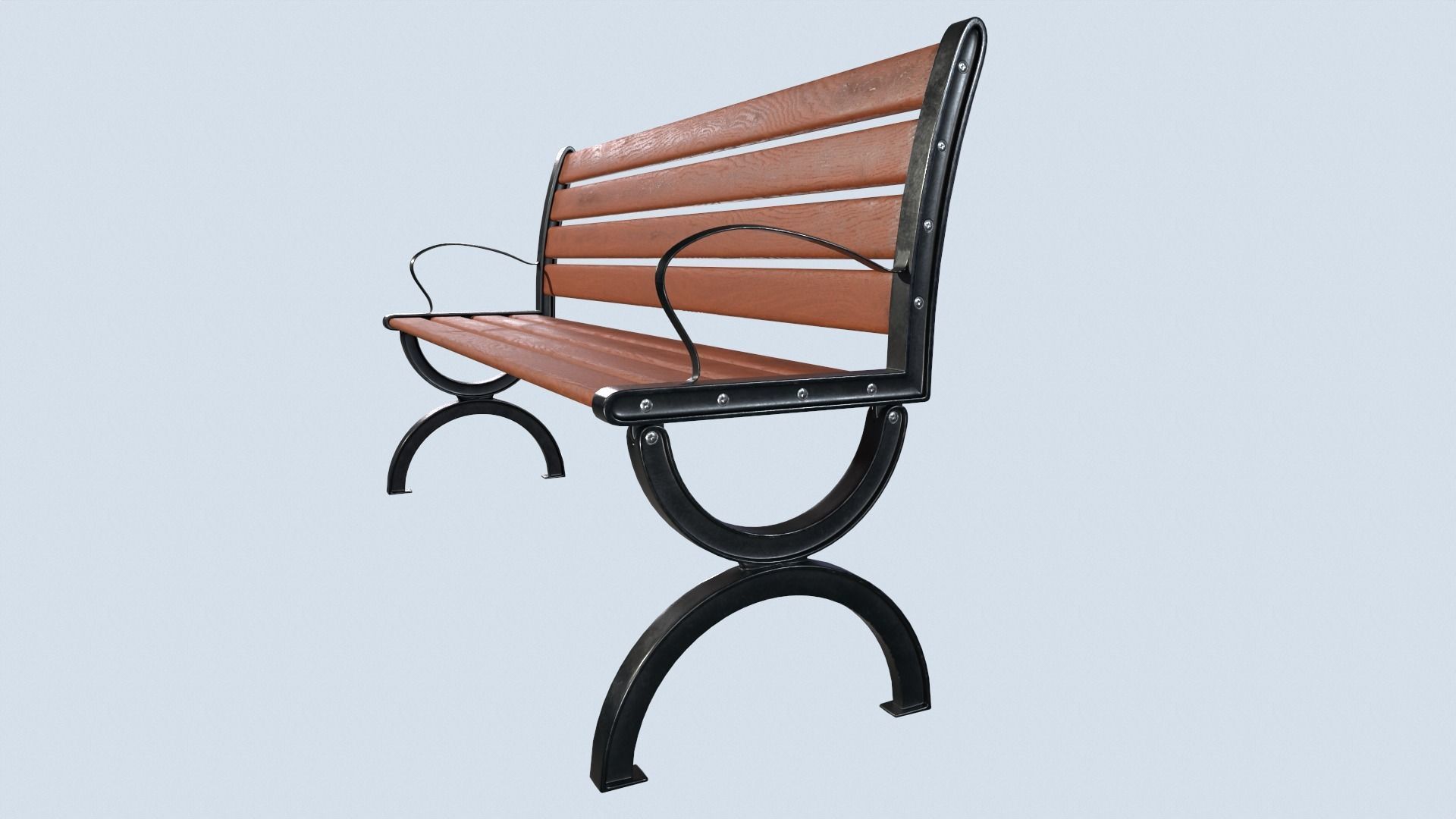 Street bench low poly pbr game ready Low-poly 3D model_1