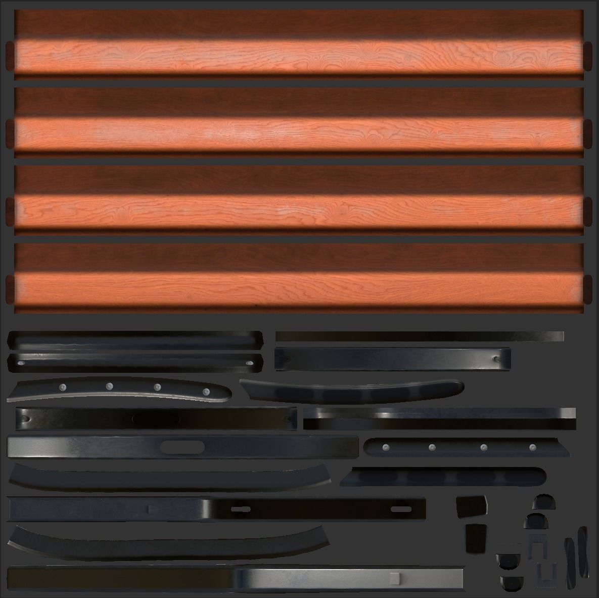 Street bench low poly pbr game ready Low-poly 3D model_4