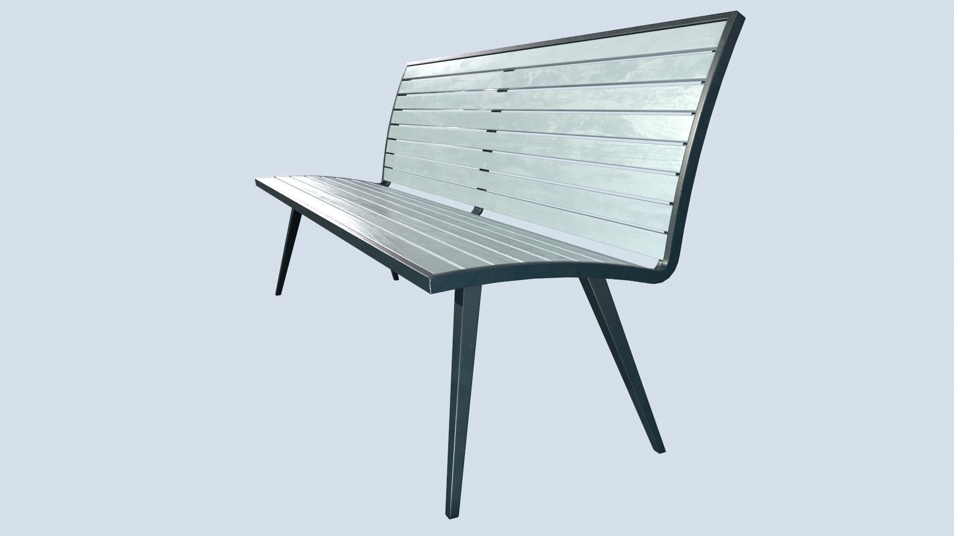 Street bench low poly pbr game ready Low-poly 3D model_1