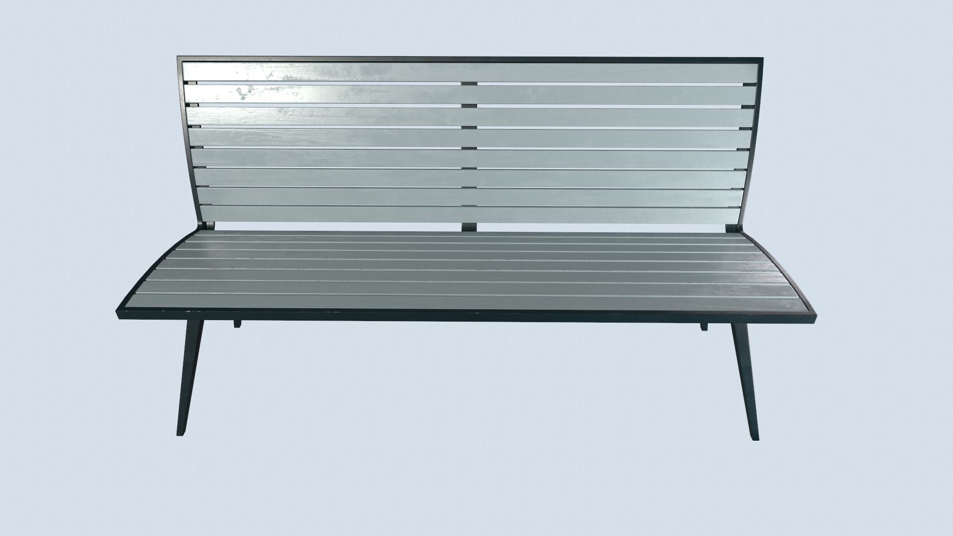 Street bench low poly pbr game ready Low-poly 3D model_2