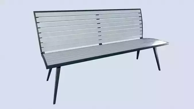 Street bench low poly pbr game ready
