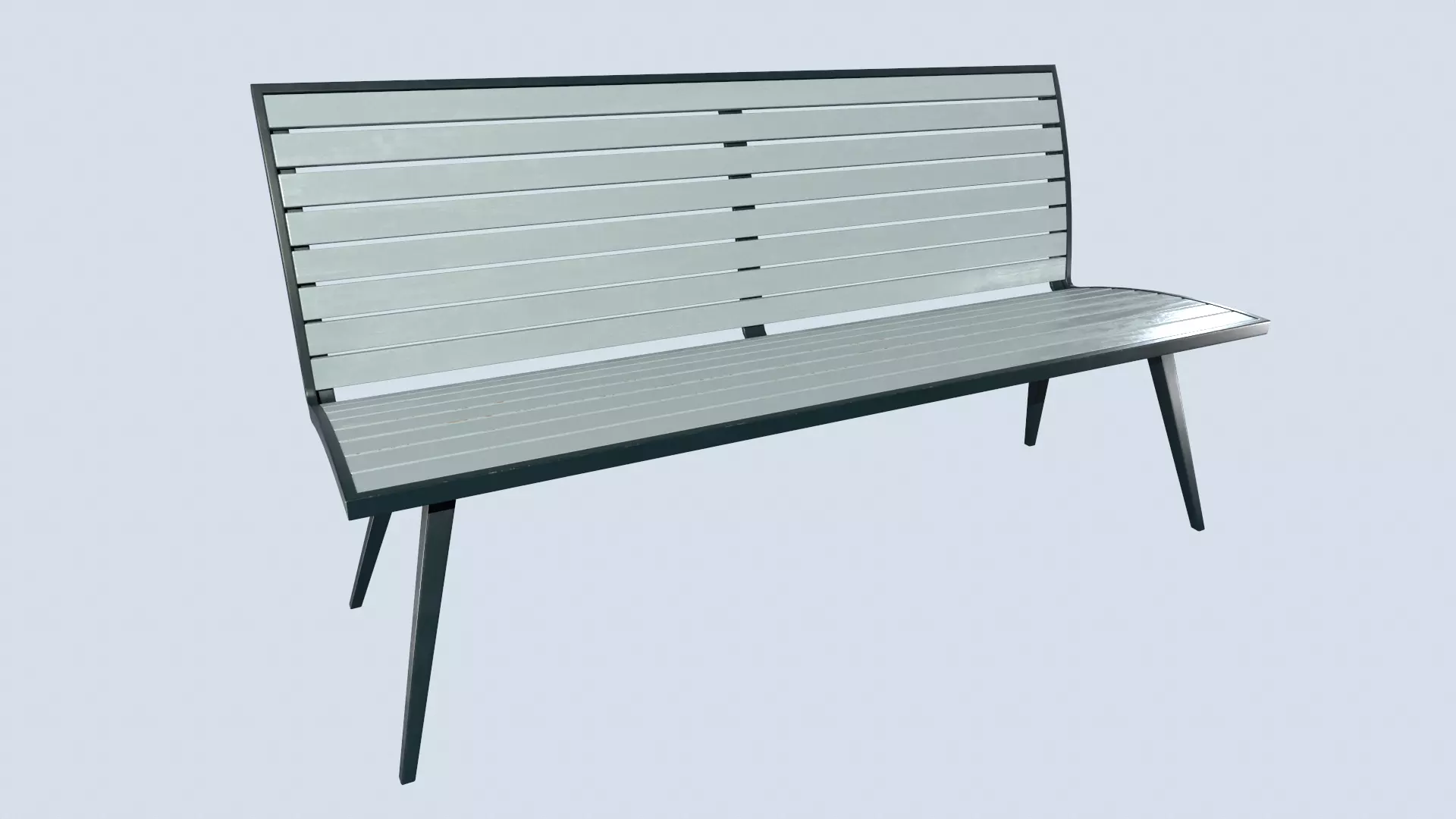 Street bench low poly pbr game ready Low-poly 3D model_0