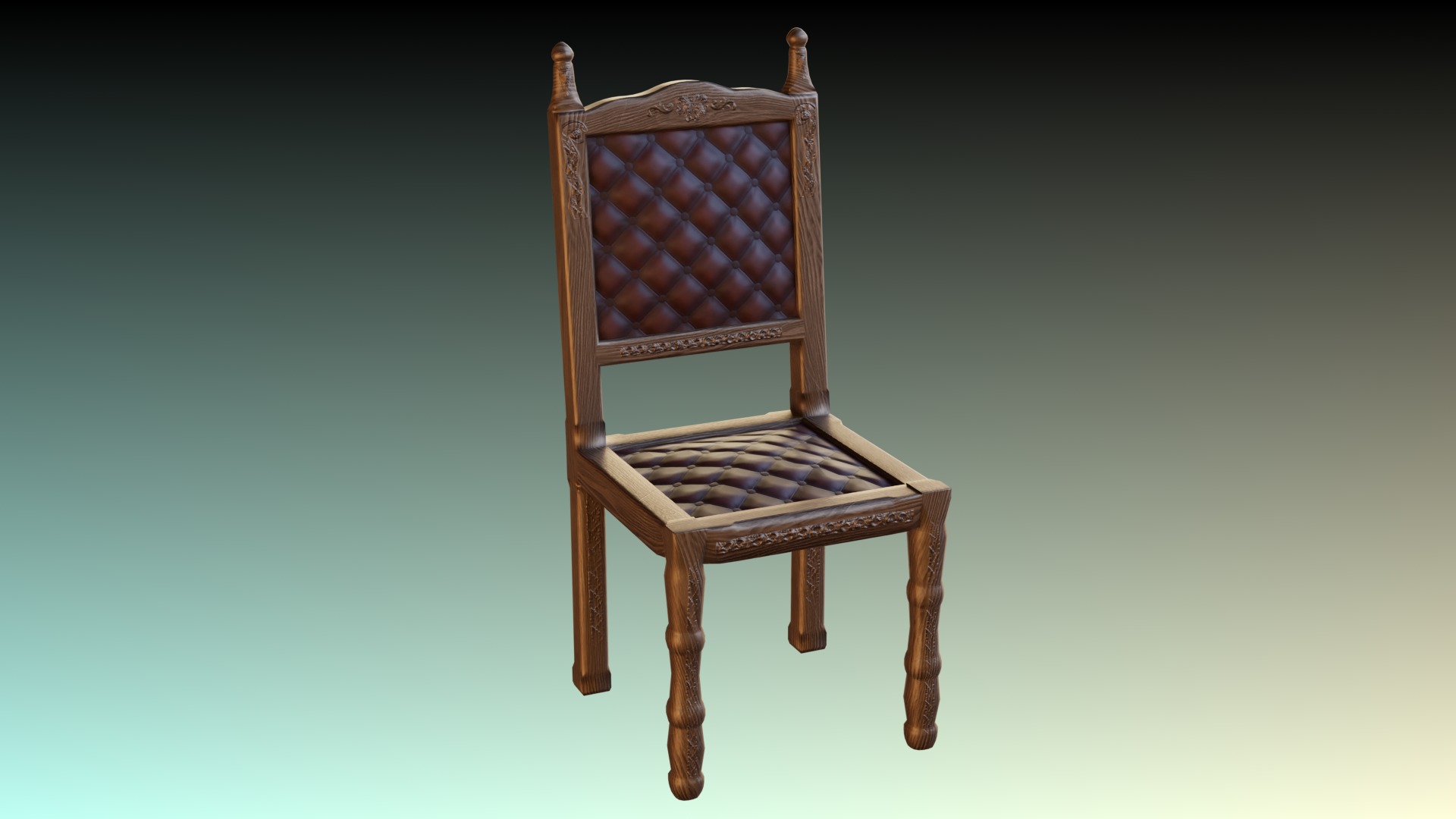 Antique Dining Chair Low-poly 3D model_8