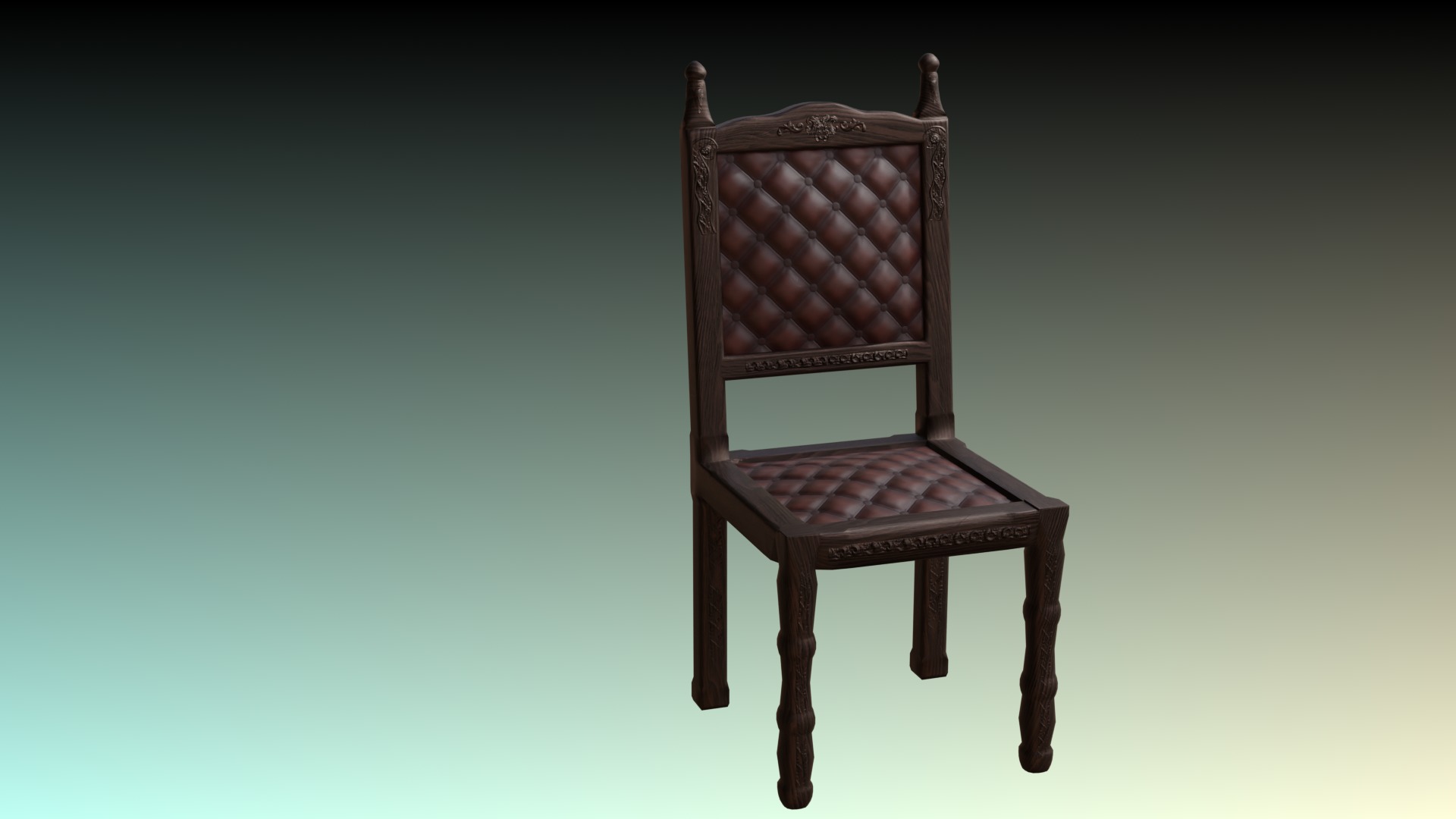 Antique Dining Chair Low-poly 3D model_6