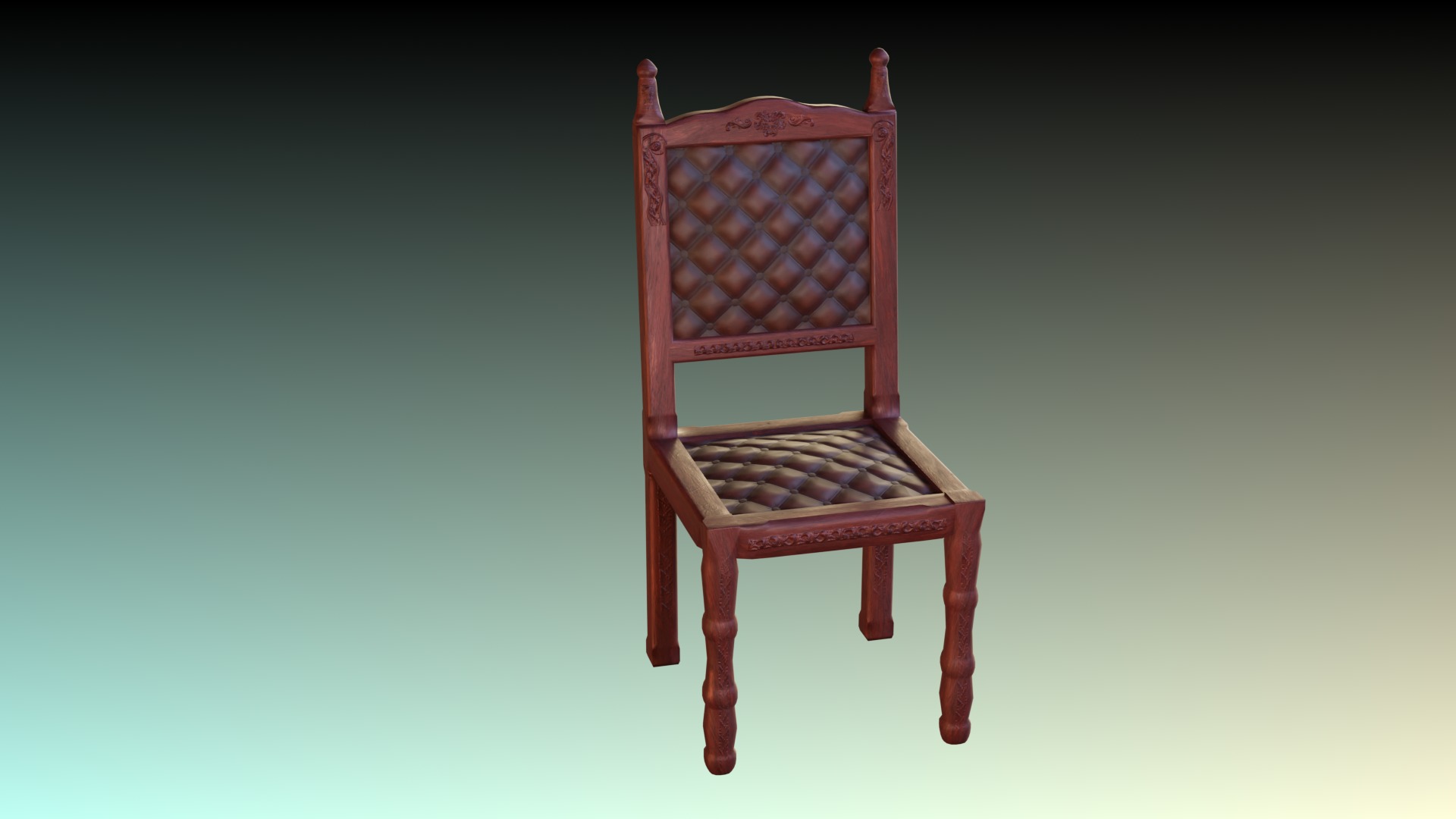 Antique Dining Chair Low-poly 3D model_9