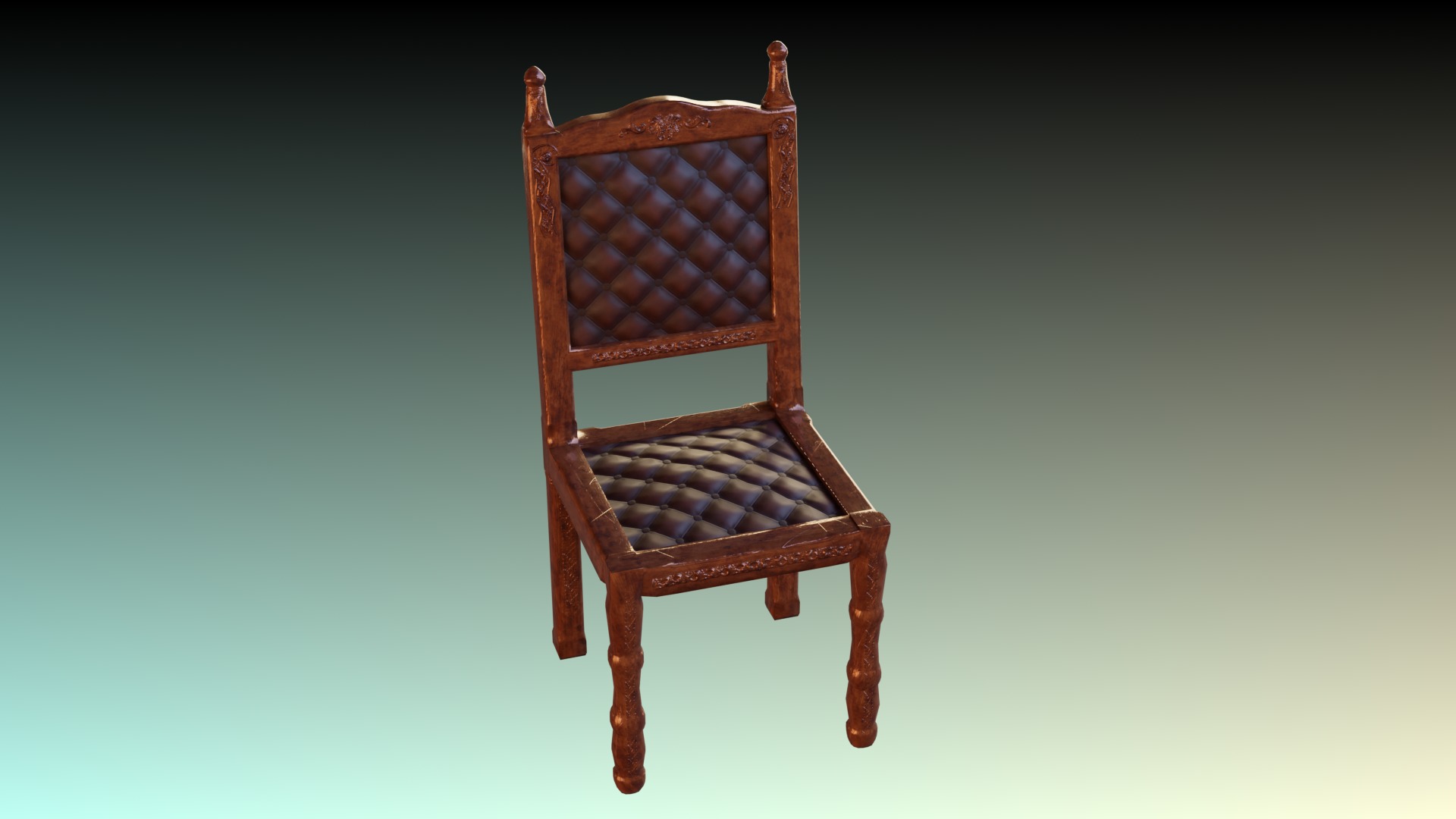 Antique Dining Chair Low-poly 3D model_7