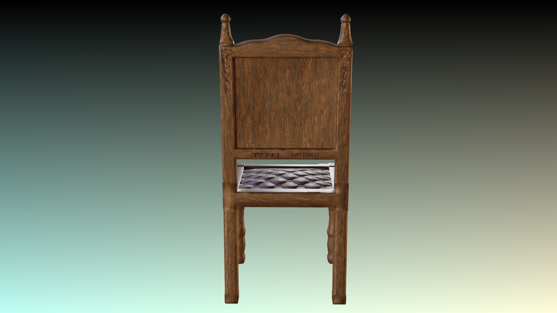 Antique Dining Chair Low-poly 3D model_13