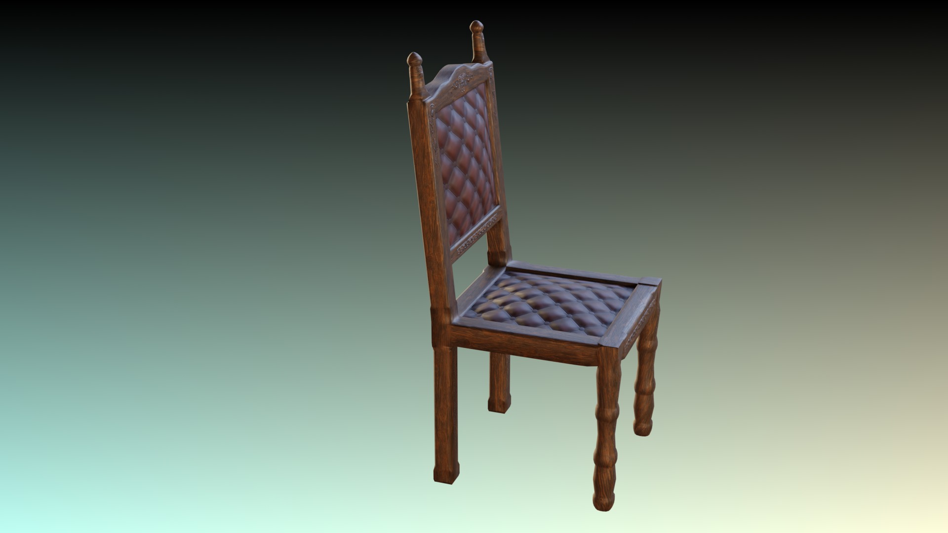 Antique Dining Chair Low-poly 3D model_12
