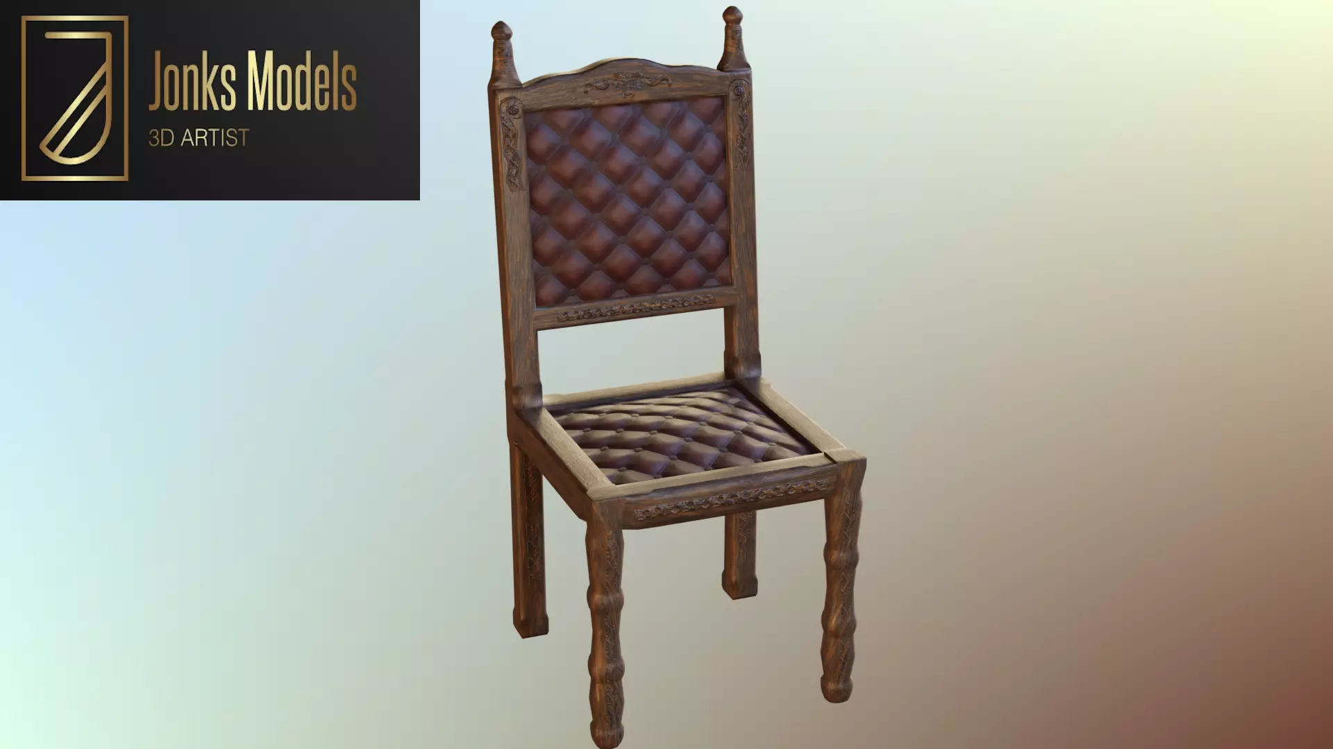Antique Dining Chair Low-poly 3D model_0