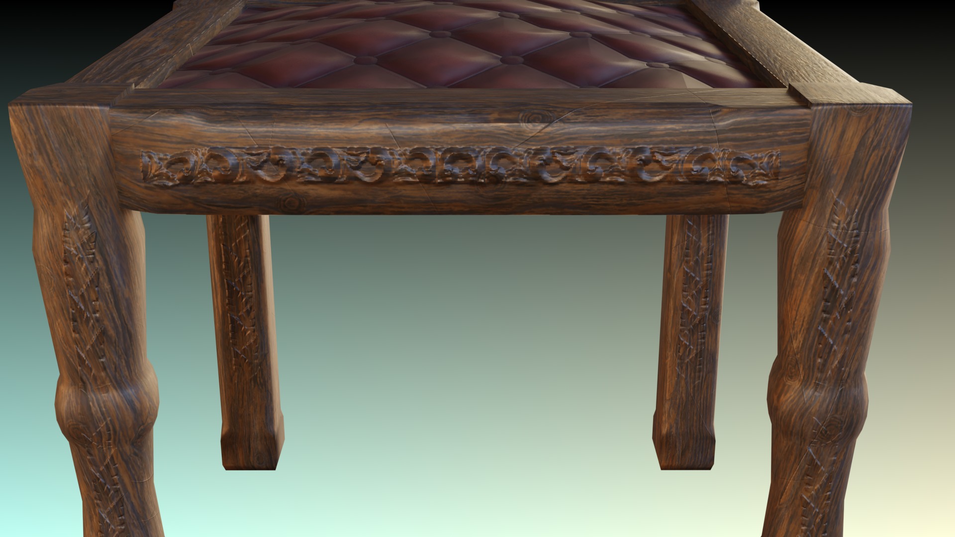 Antique Dining Chair Low-poly 3D model_15
