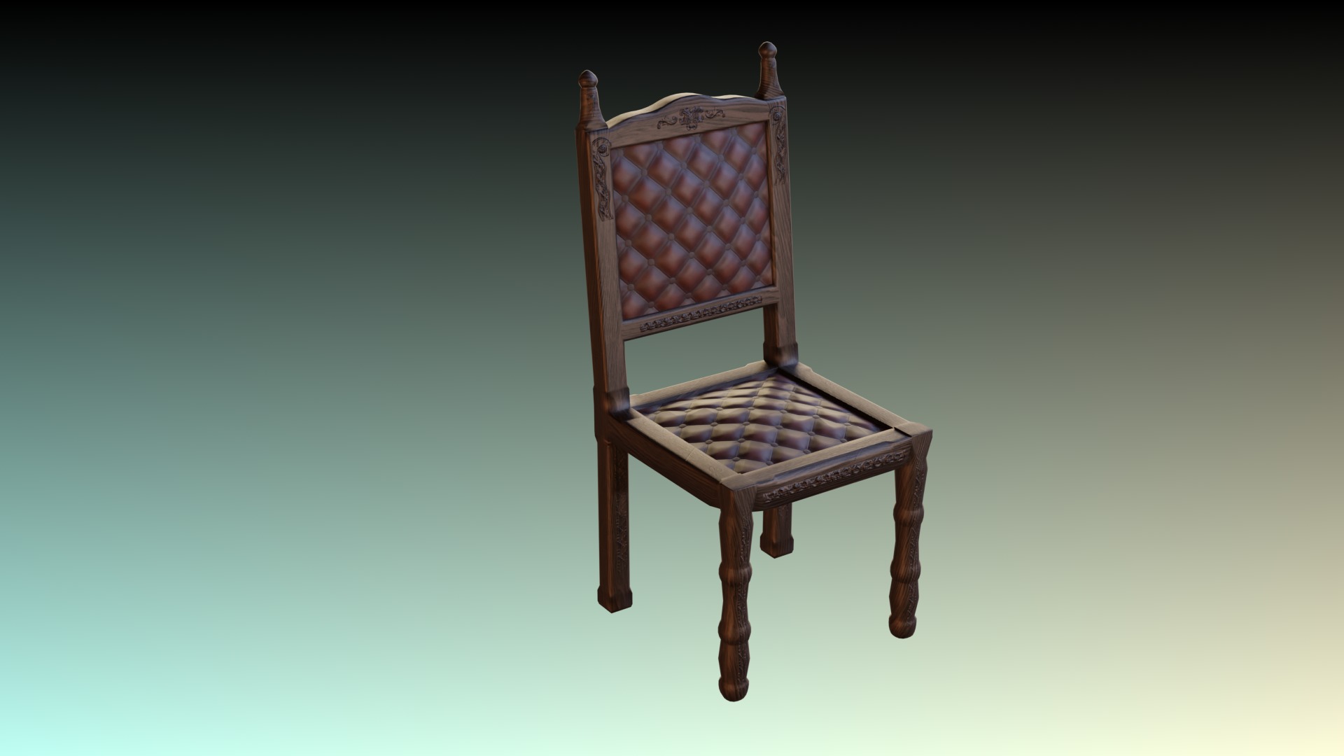 Antique Dining Chair Low-poly 3D model_5