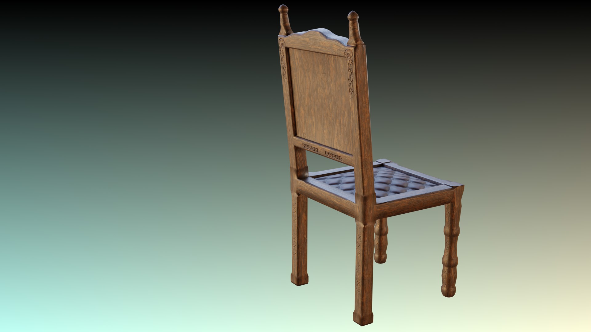Antique Dining Chair Low-poly 3D model_11