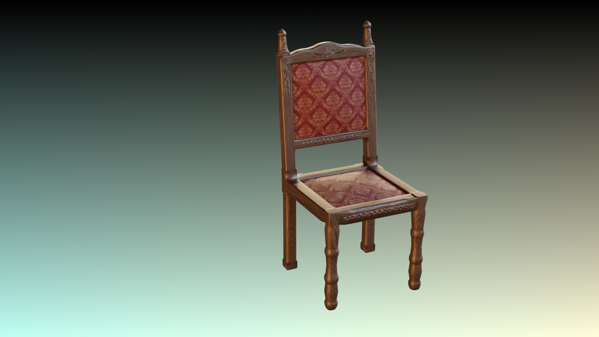Antique Dining Chair Low-poly 3D model_10