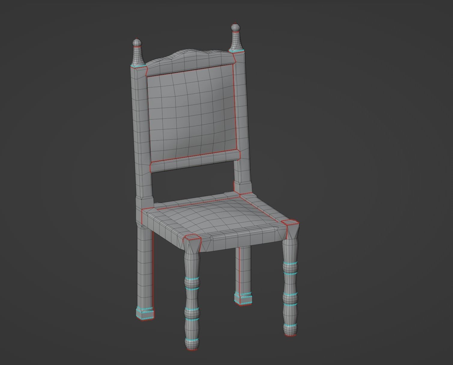 Antique Dining Chair Low-poly 3D model_22