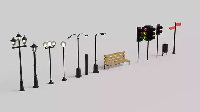 Urban Street Lamp Collection or Park Item