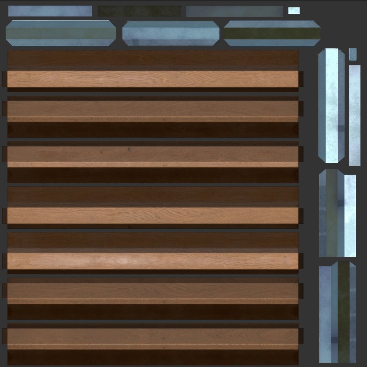 Street bench low poly pbr game ready Low-poly 3D model_4