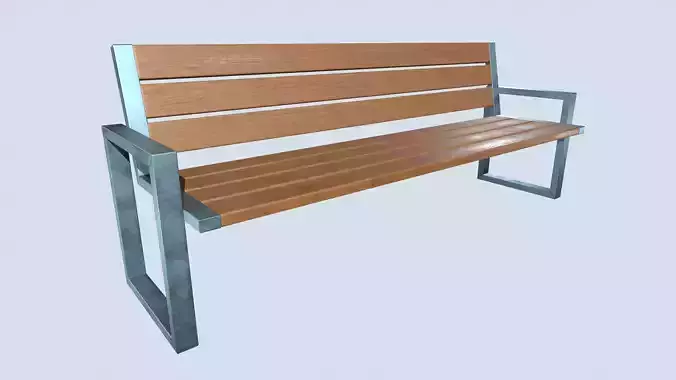 Street bench low poly pbr game ready