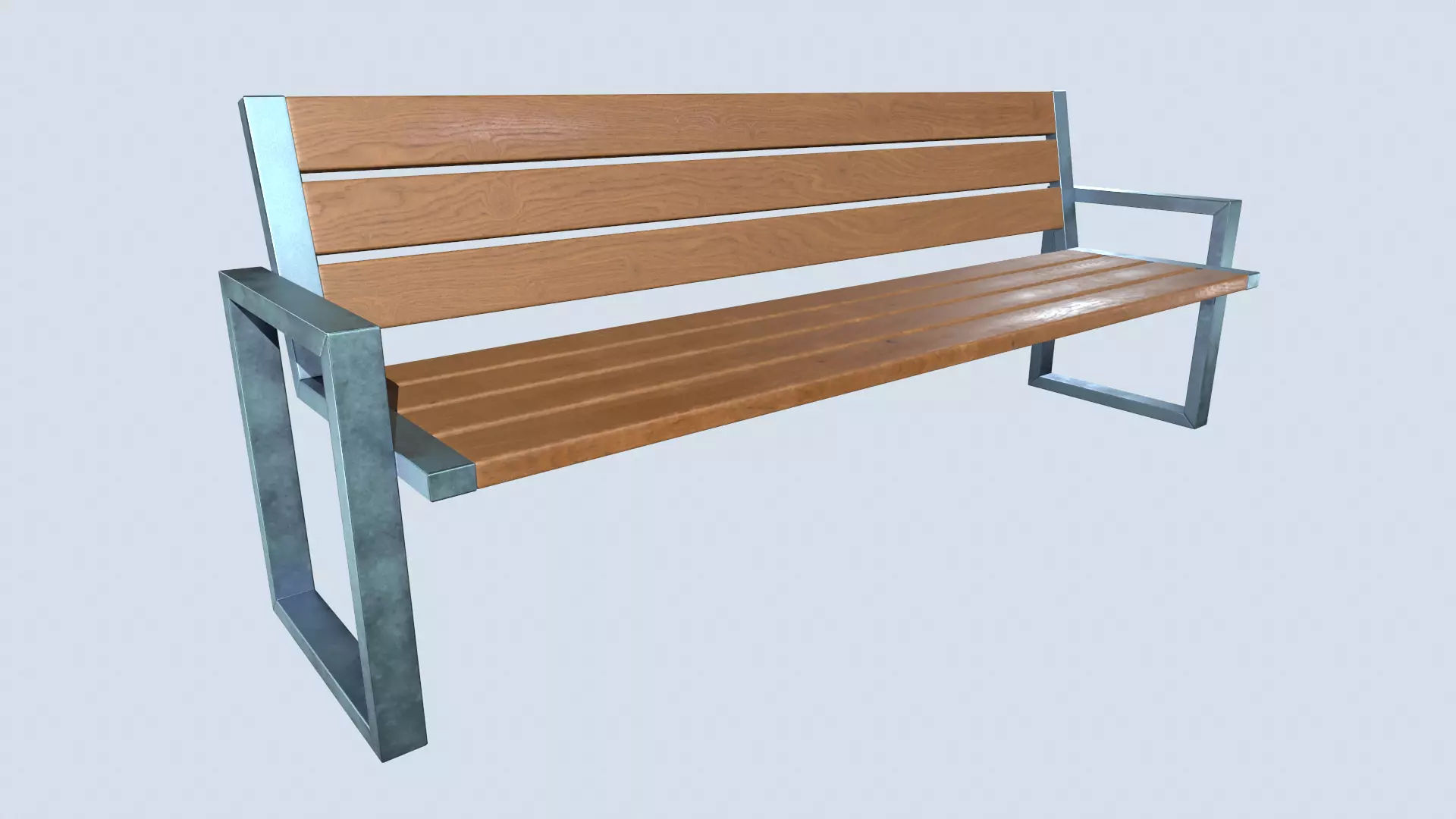 Street bench low poly pbr game ready Low-poly 3D model_0