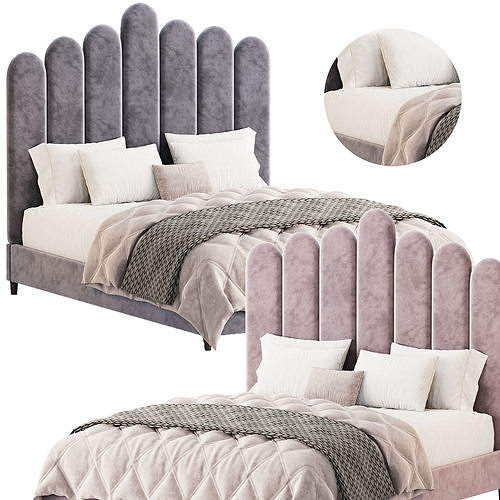 Candelabra Home Celine Velvet Bed 3D model