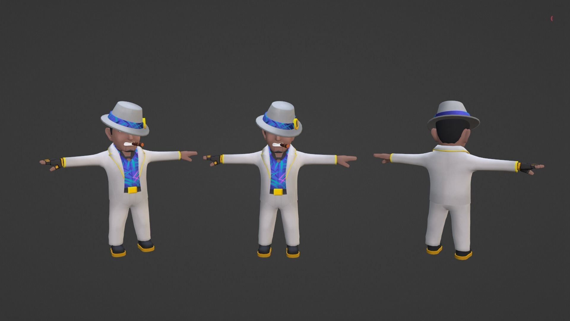 Character Gangster Molly Chibi Low-poly 3D model_5