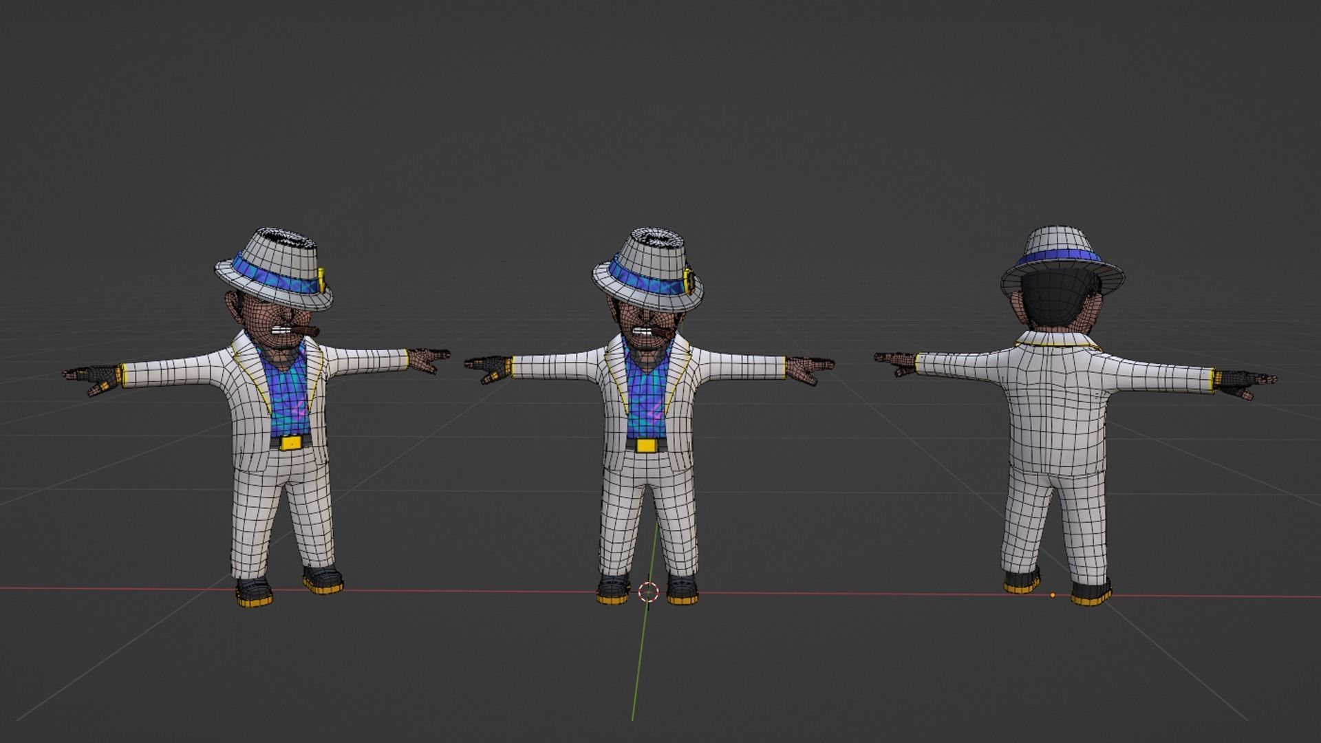 Character Gangster Molly Chibi Low-poly 3D model_6