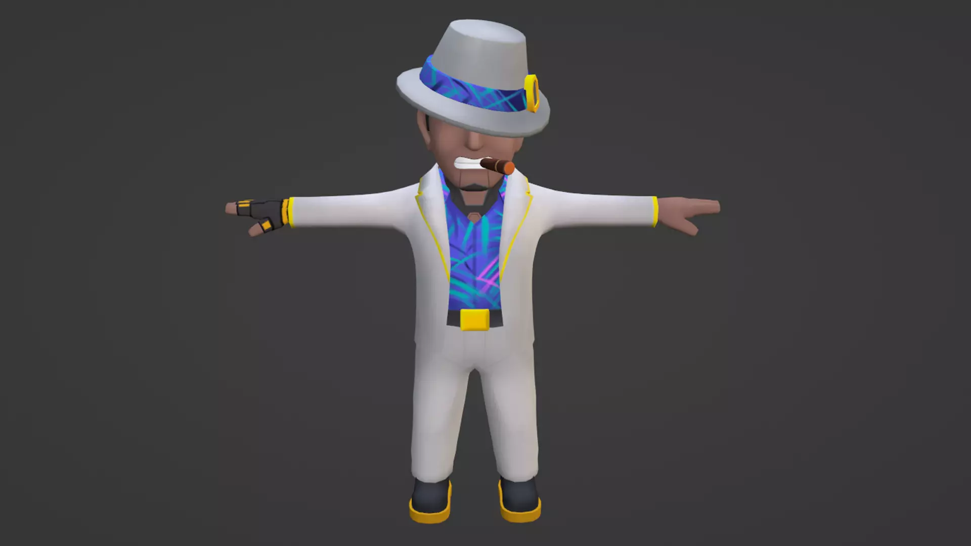 Character Gangster Molly Chibi Low-poly 3D model_0