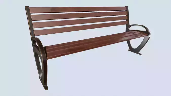 Street bench low poly pbr game ready