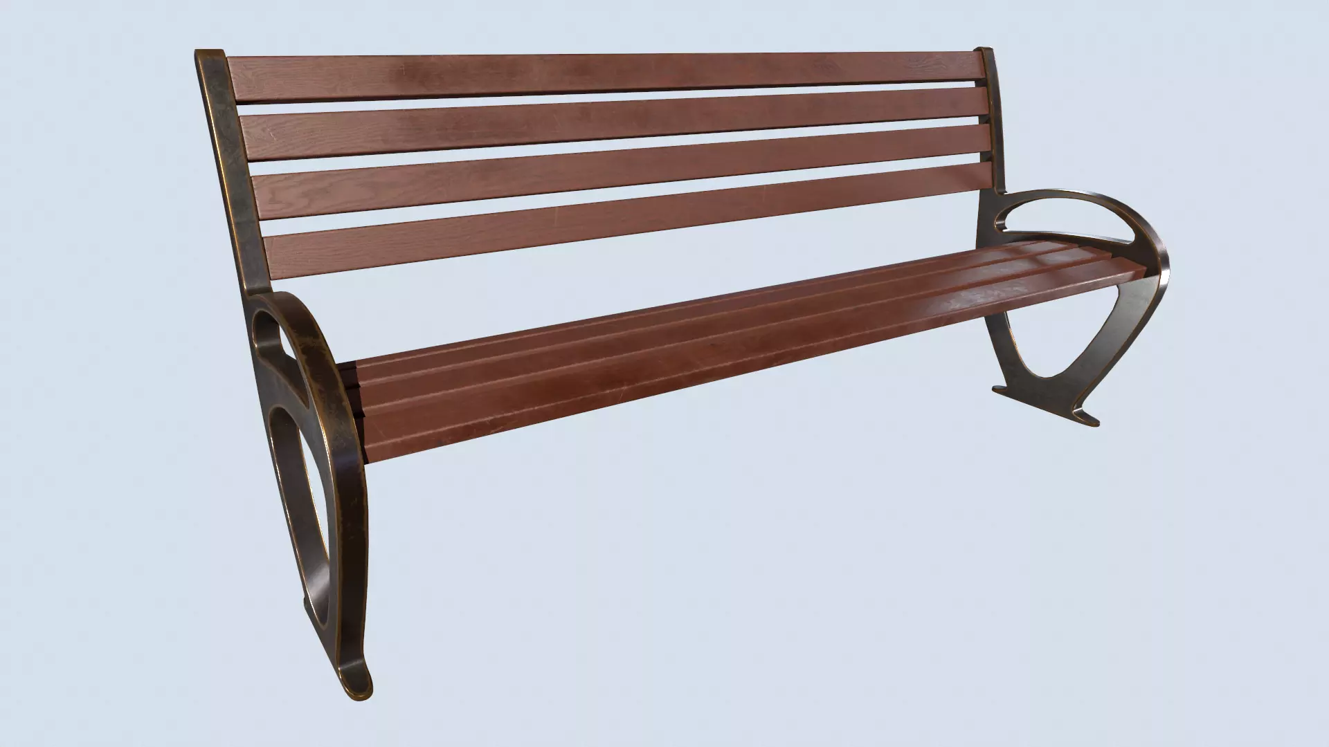 Street bench low poly pbr game ready Low-poly 3D model_0