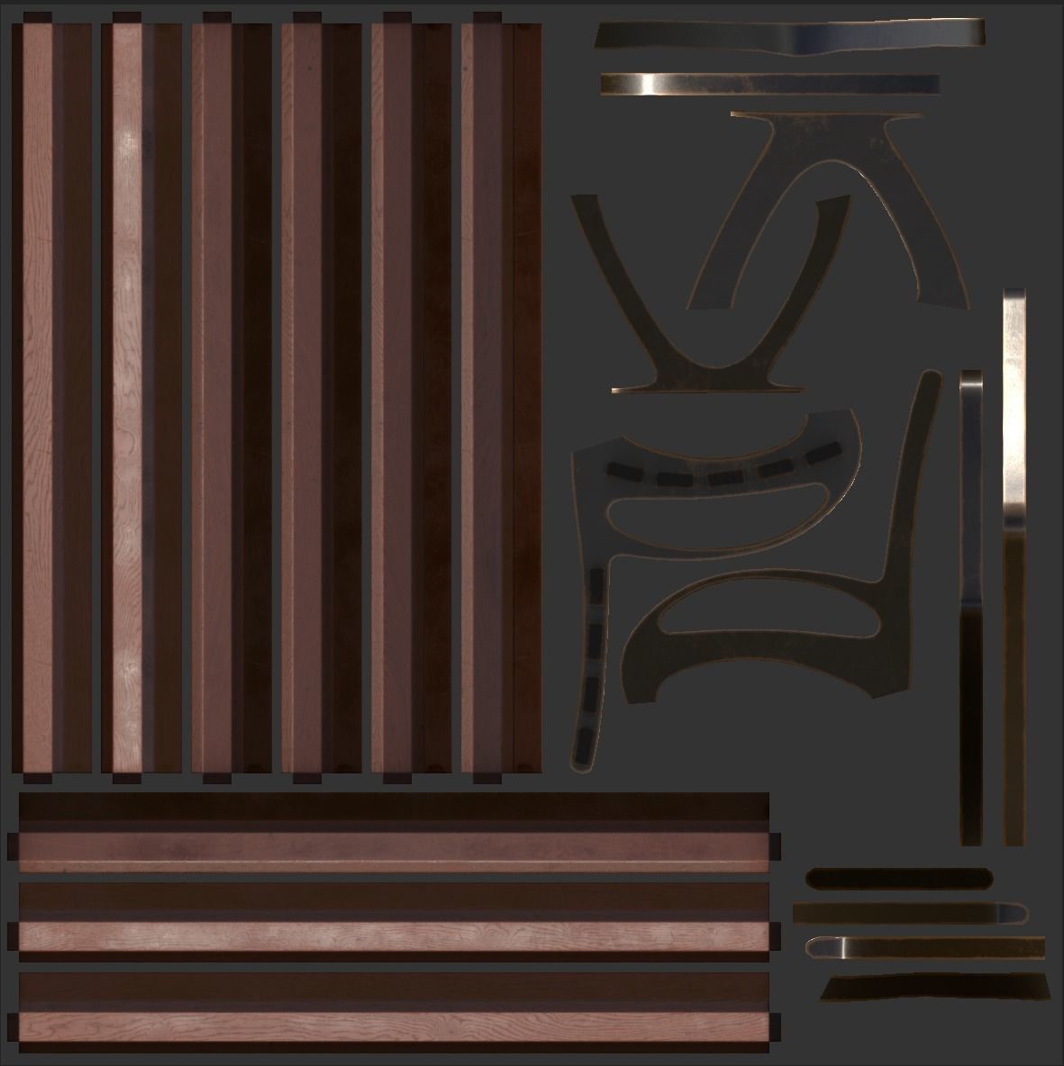 Street bench low poly pbr game ready Low-poly 3D model_4