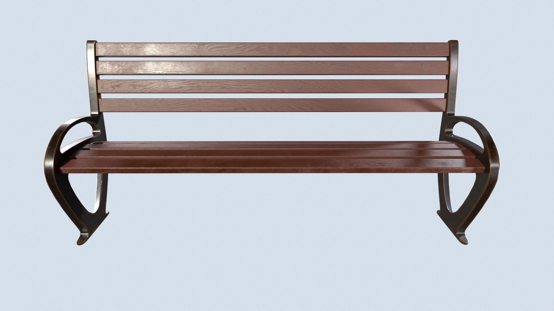 Street bench low poly pbr game ready Low-poly 3D model_2