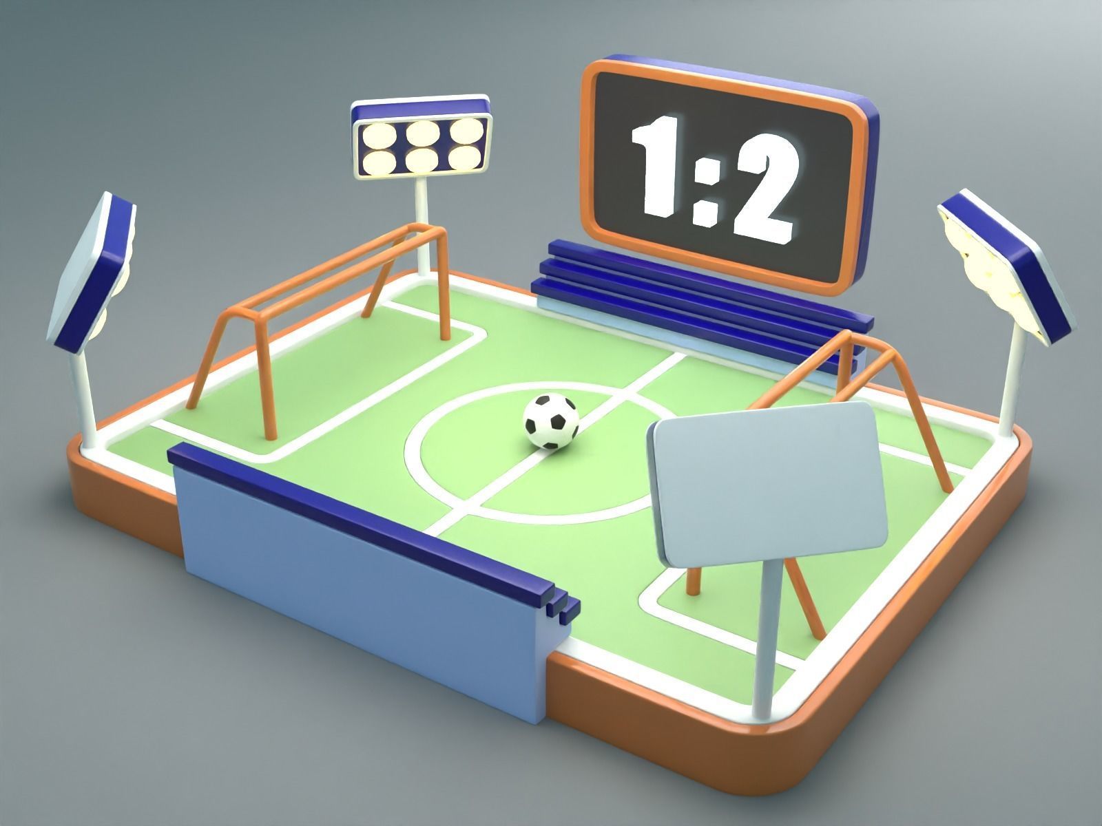 Football-Soccer Field  Low-poly 3D model_2