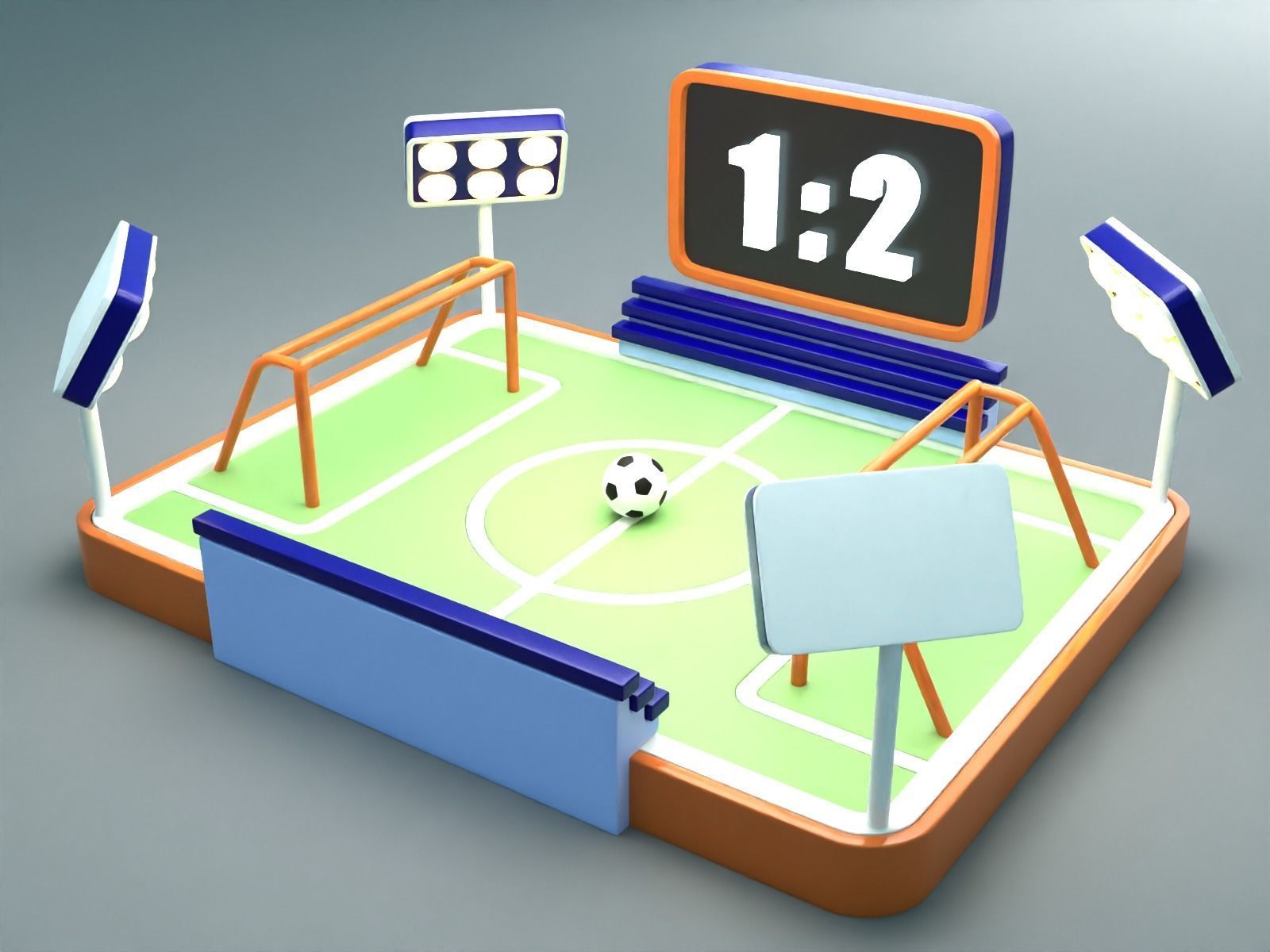 Football-Soccer Field  Low-poly 3D model_4