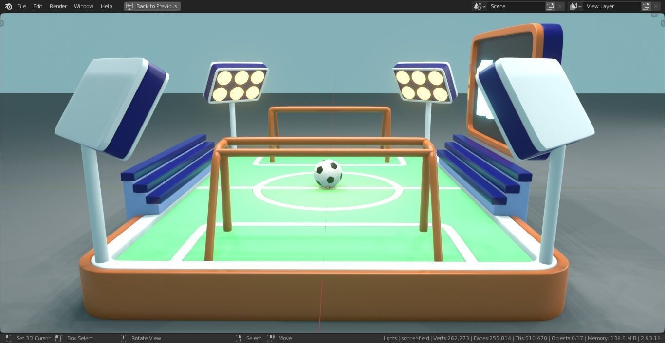 Football-Soccer Field  Low-poly 3D model_8