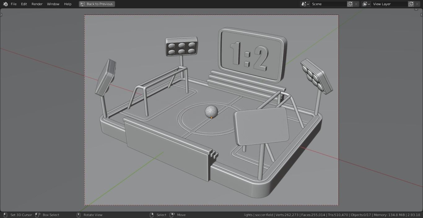Football-Soccer Field  Low-poly 3D model_6