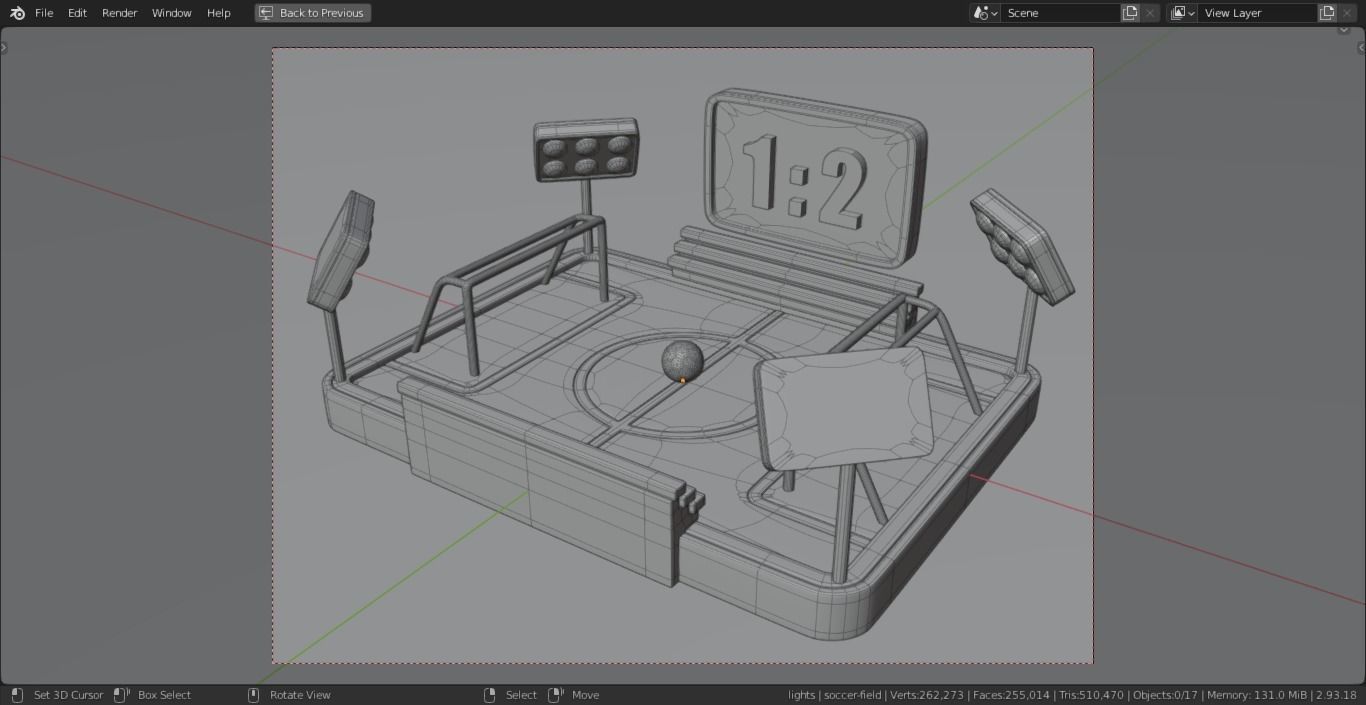 Football-Soccer Field  Low-poly 3D model_7