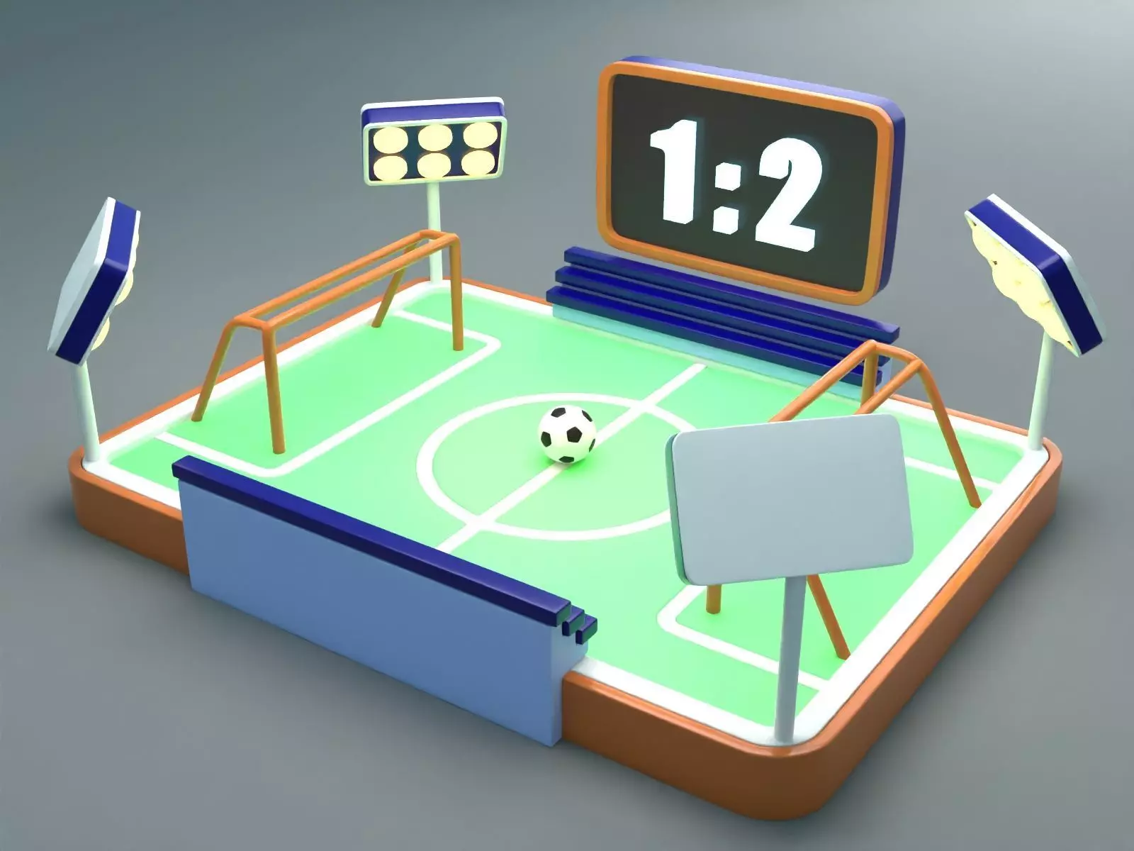 Football-Soccer Field  Low-poly 3D model_0