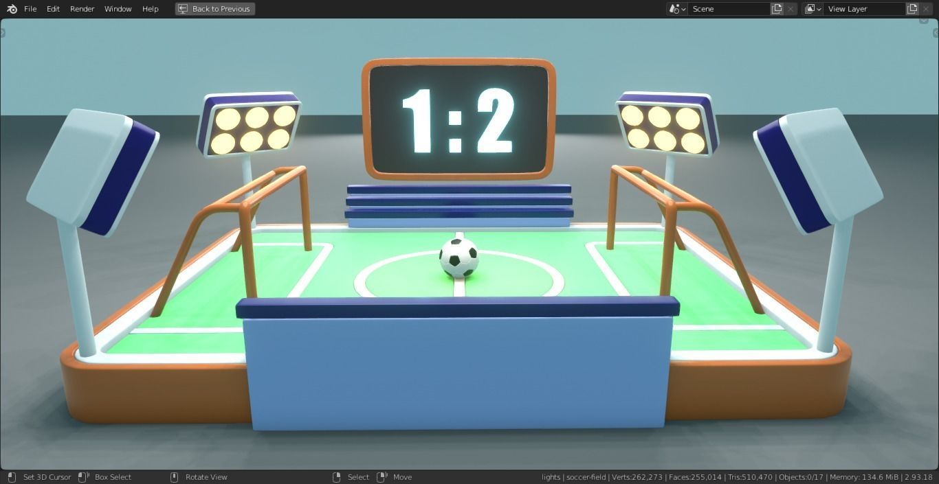 Football-Soccer Field  Low-poly 3D model_1