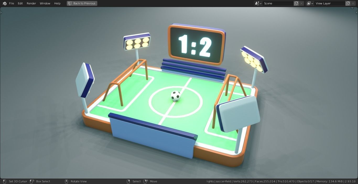 Football-Soccer Field  Low-poly 3D model_5