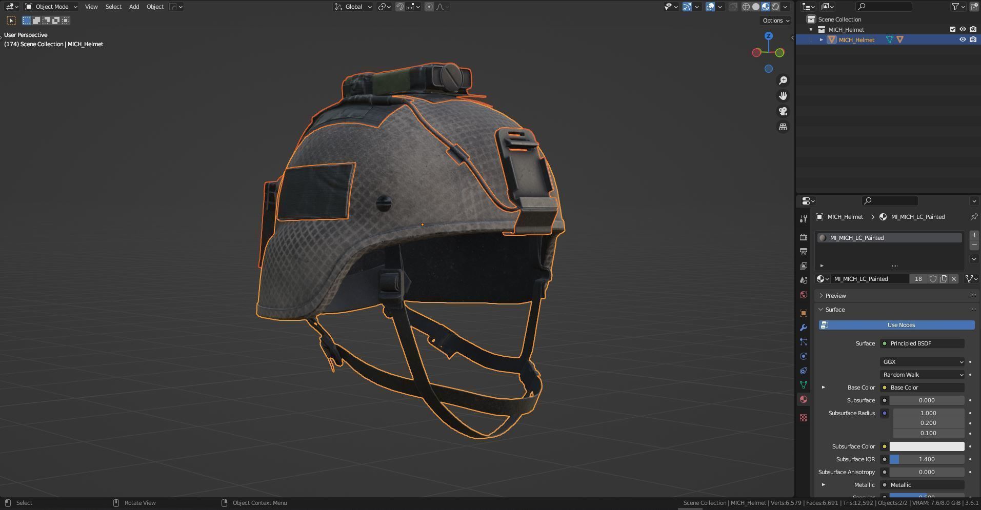 MICH HELMET LOW CUT Low-poly 3D model_11