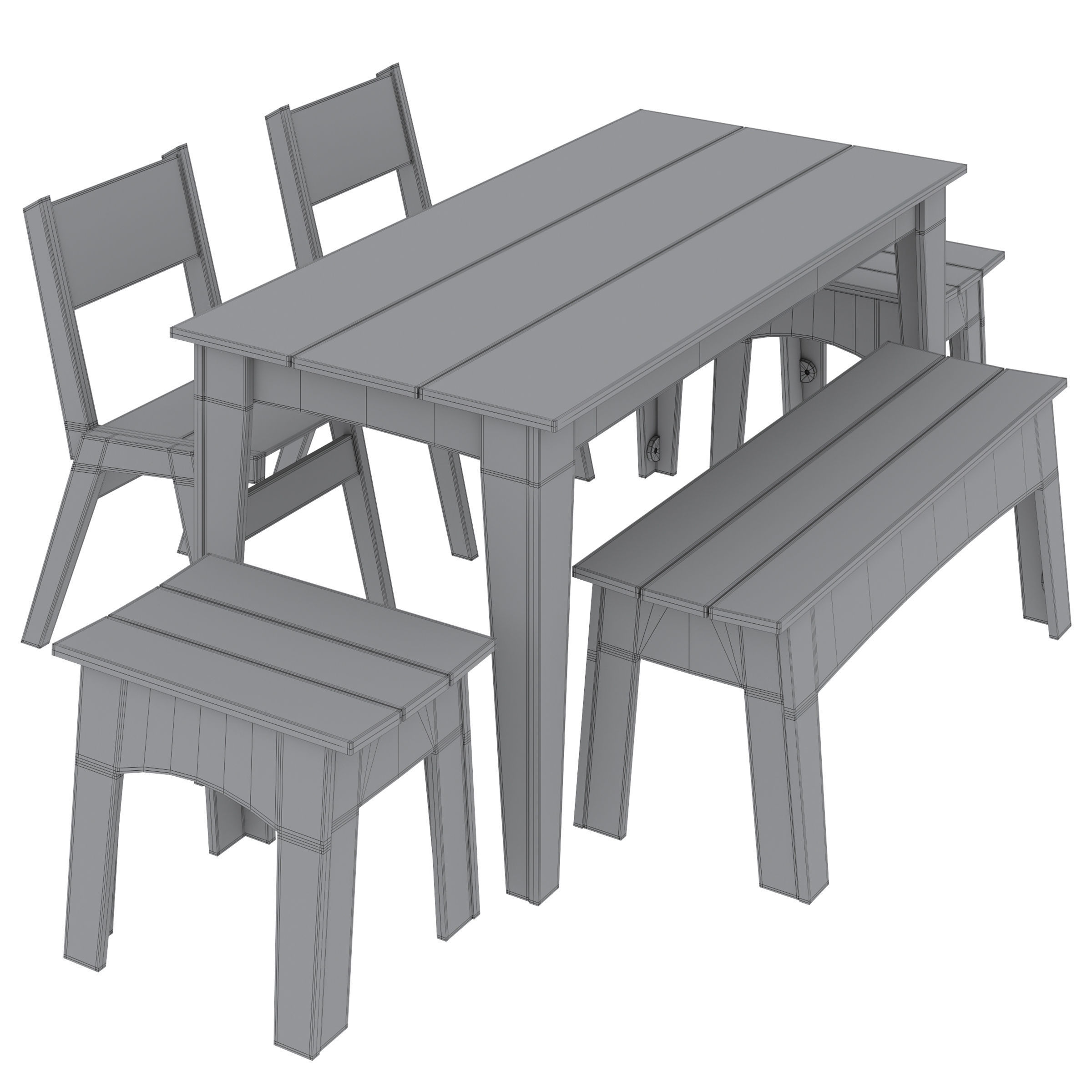 Alfresco Dining Table and Bench by Loll designs 3D model_5