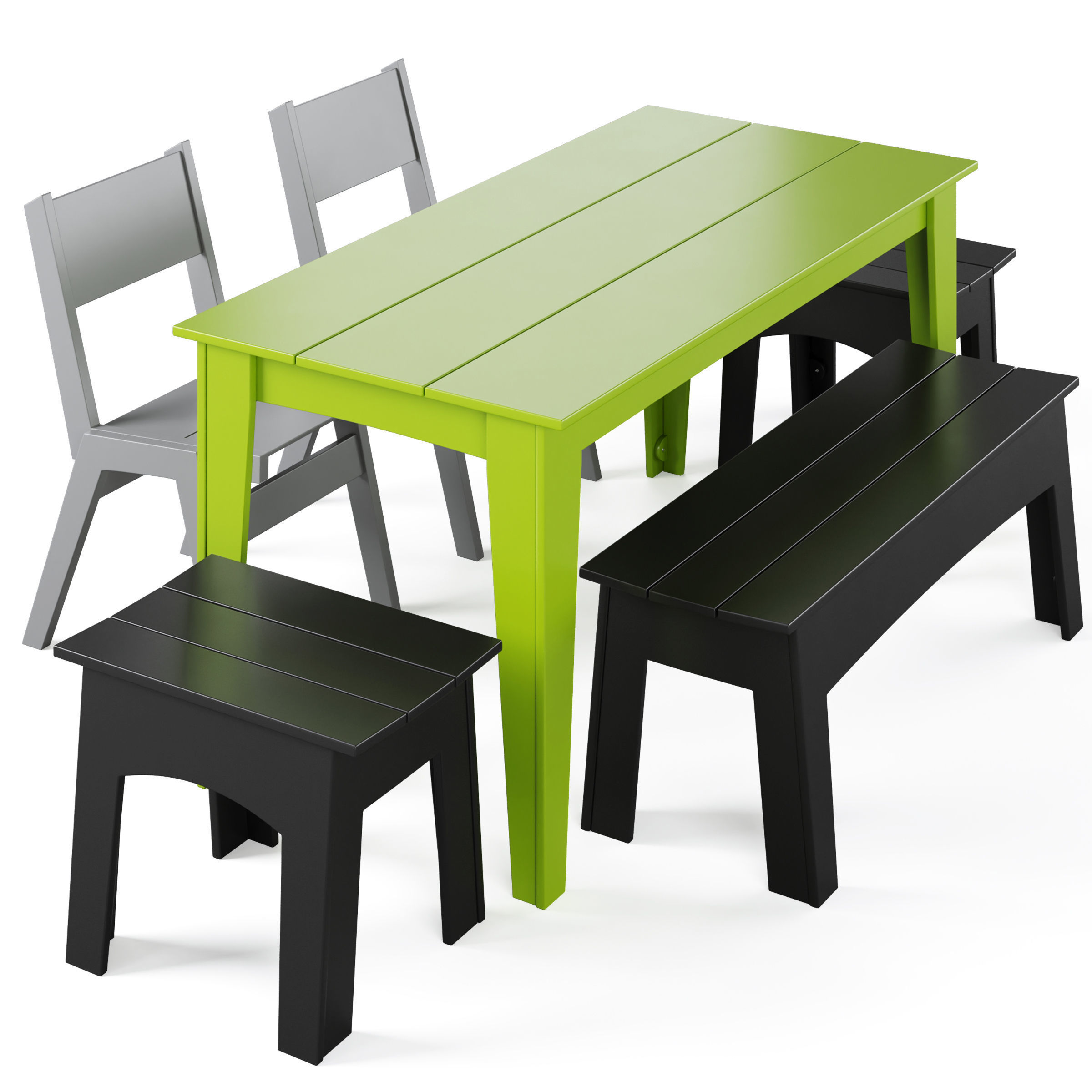 Alfresco Dining Table and Bench by Loll designs 3D model_1