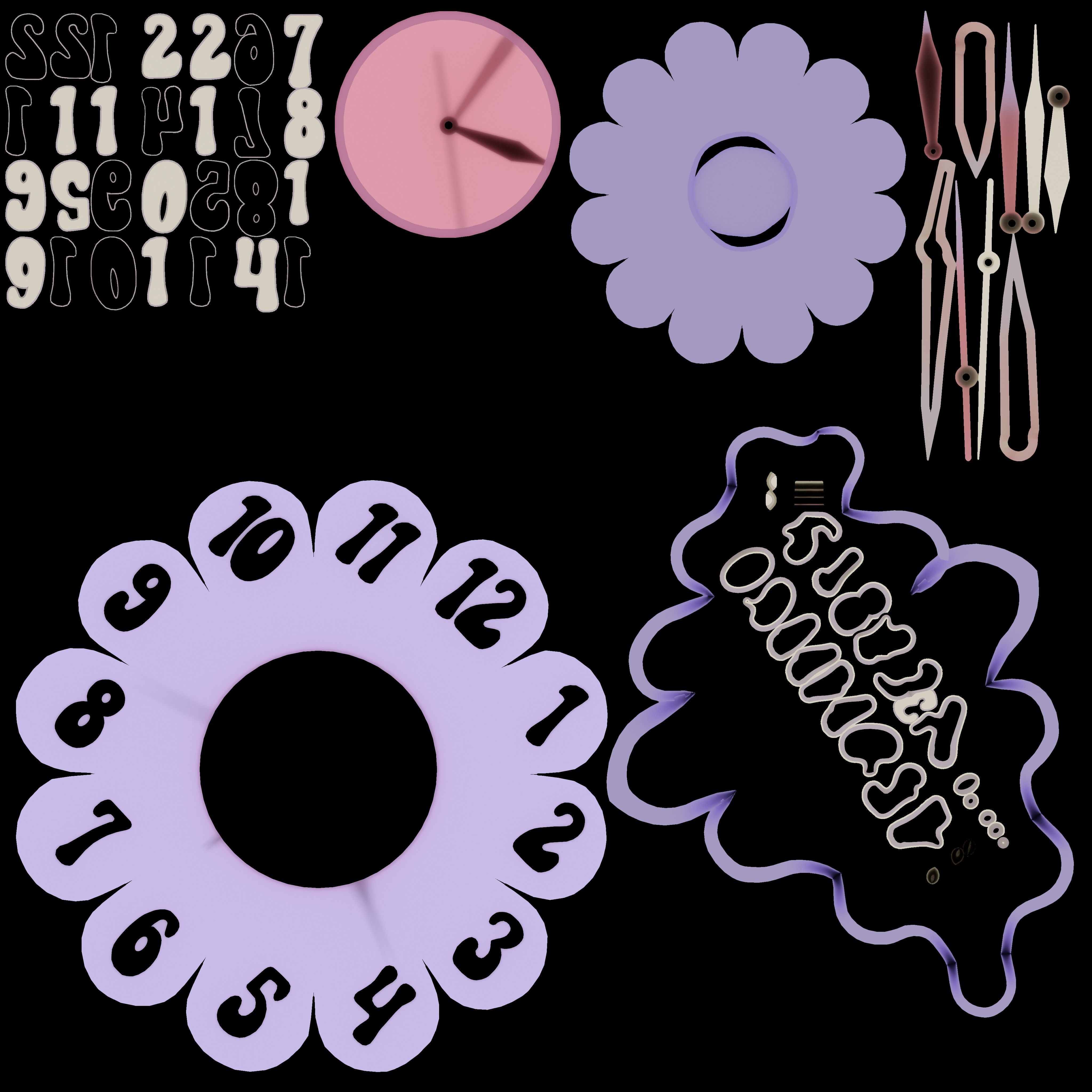 70s inspired rigged Clock 3D model_2