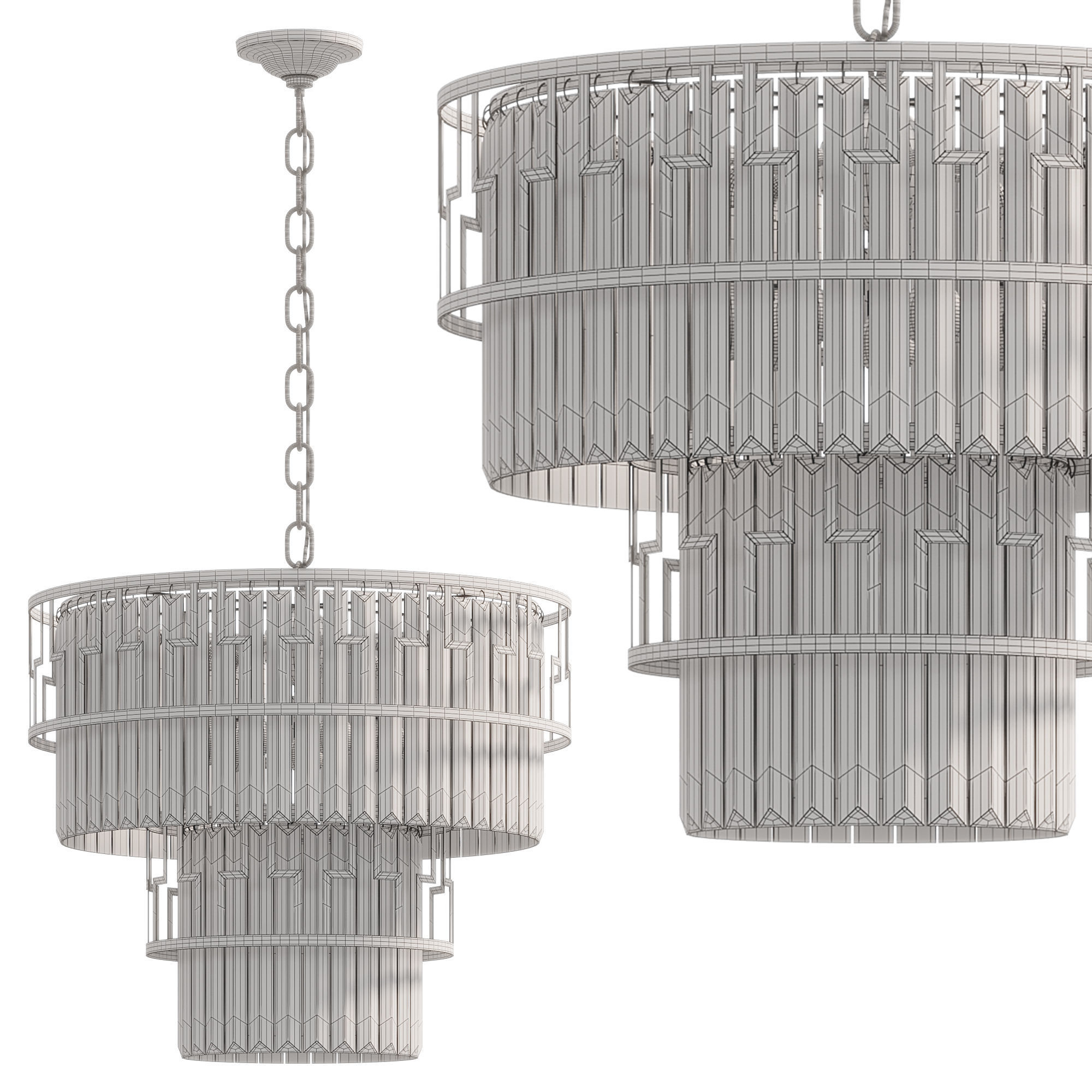 Designer chandelier with GEZA glass pendants by Lalume 3D model_2