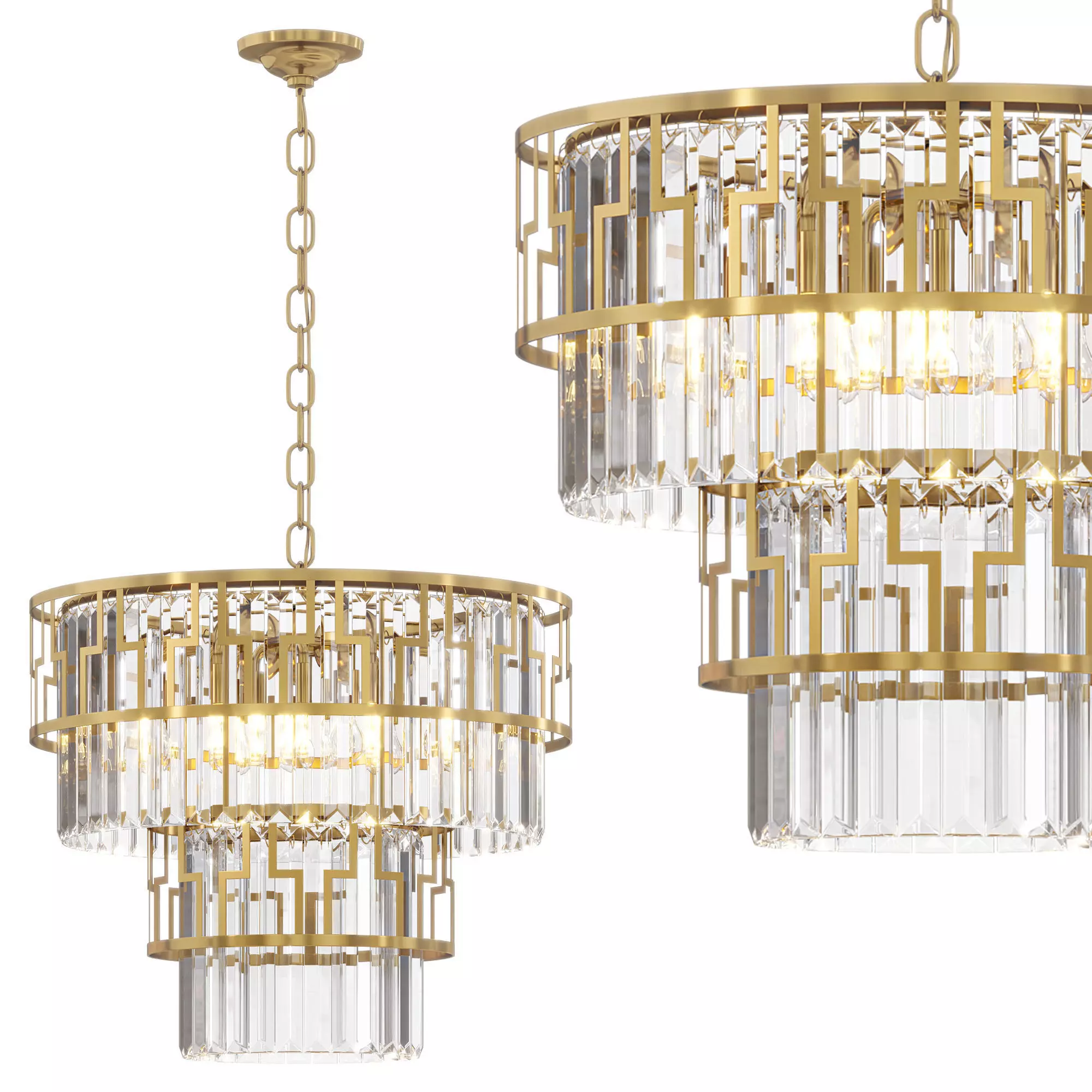 Designer chandelier with GEZA glass pendants by Lalume 3D model_0