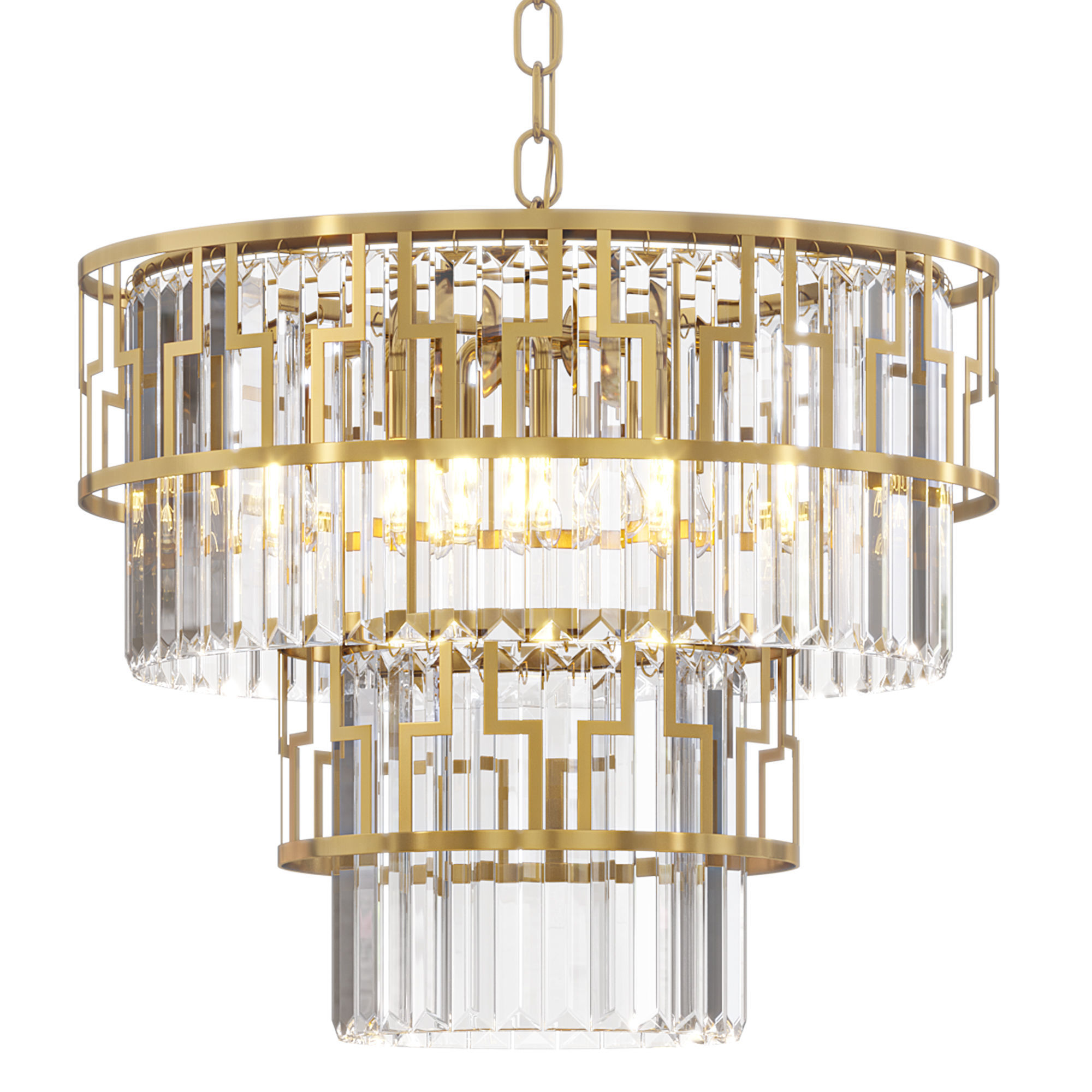 Designer chandelier with GEZA glass pendants by Lalume 3D model_1