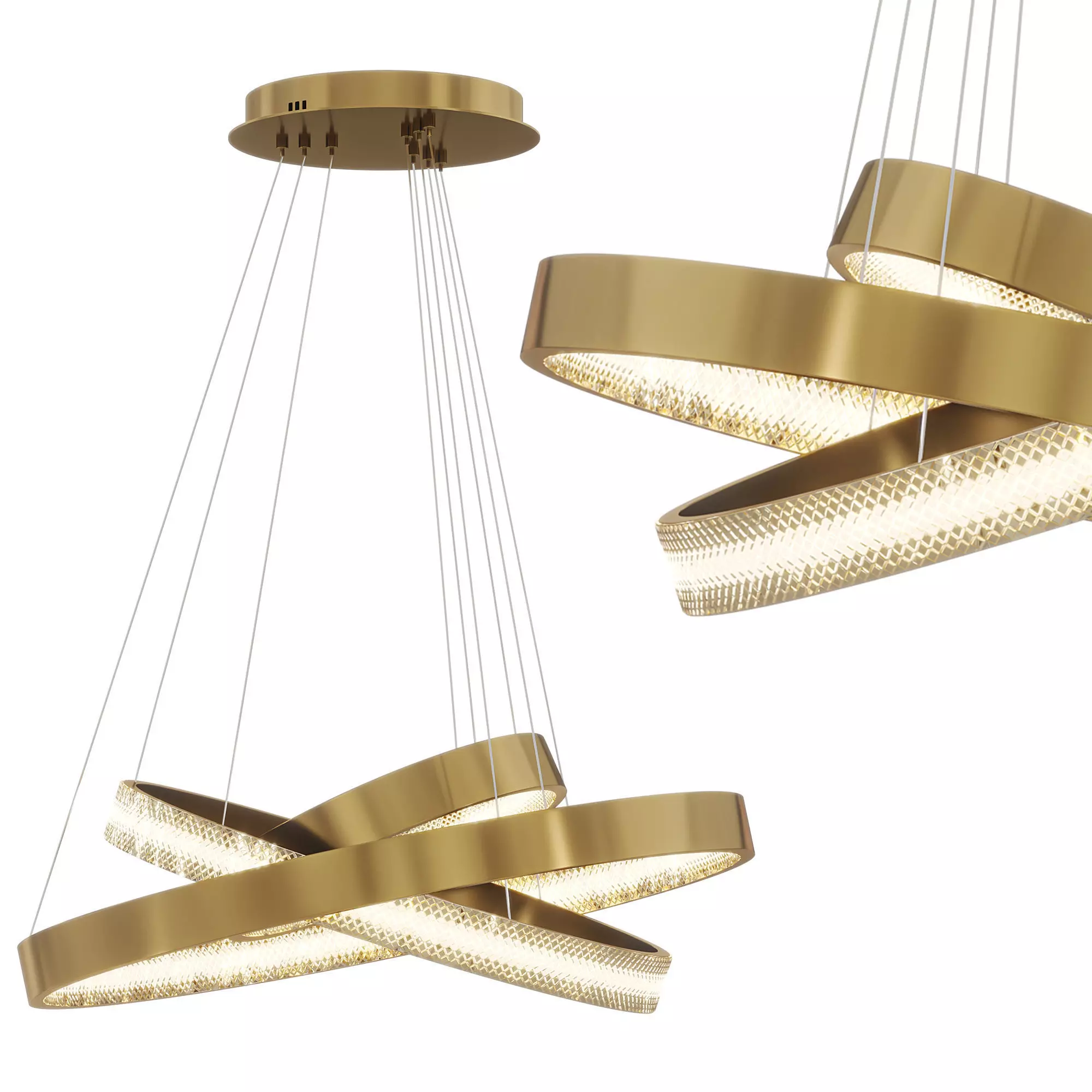 Chandelier ORACLE 3 Rings Gold by lalume 3D model_0