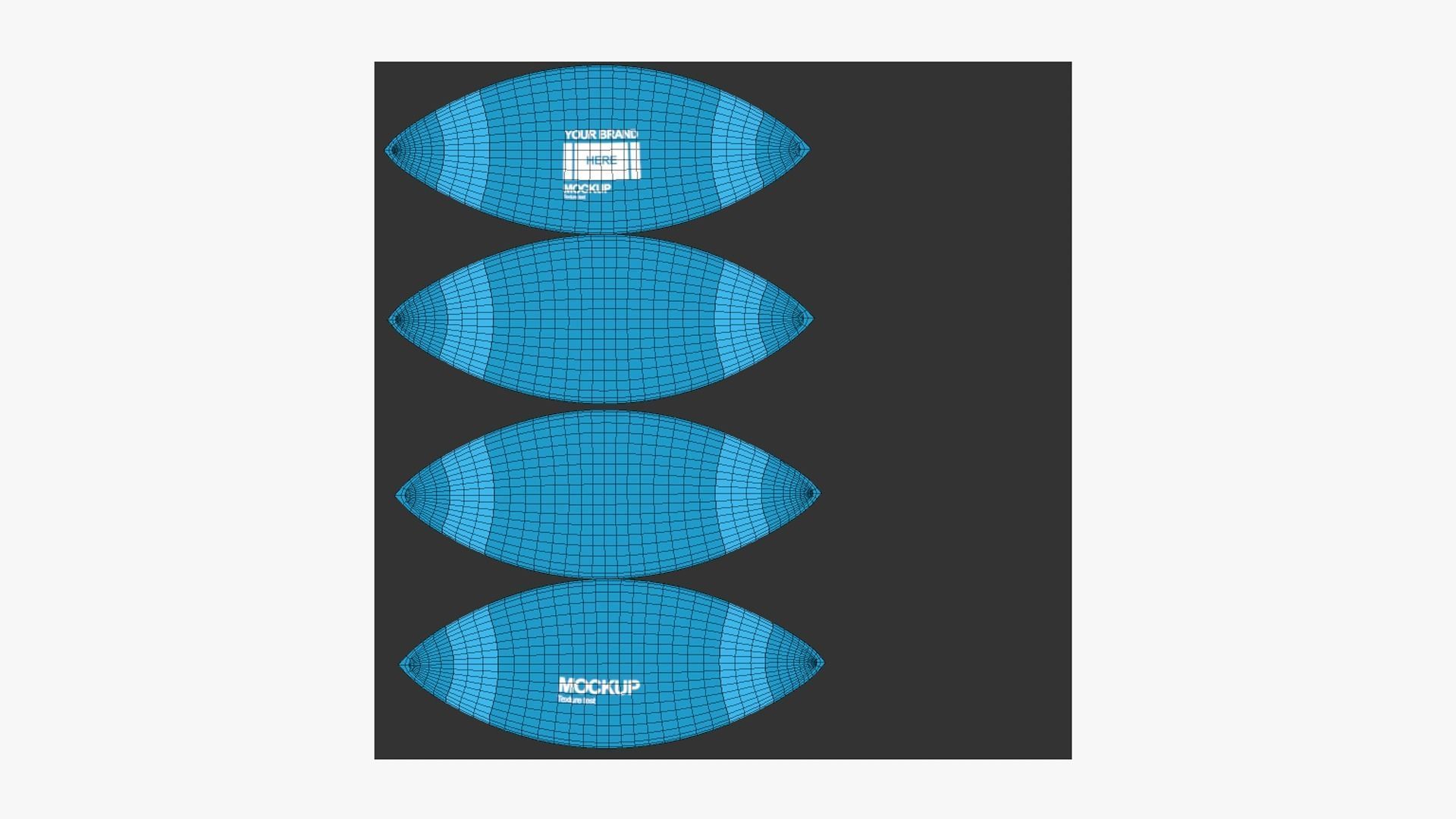 Rugby Ball - Blank Mock Up Basic Template 3D model_11